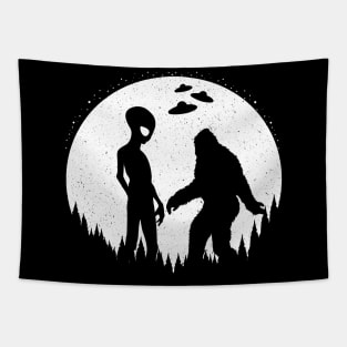 Alien And Bigfoot Tapestry