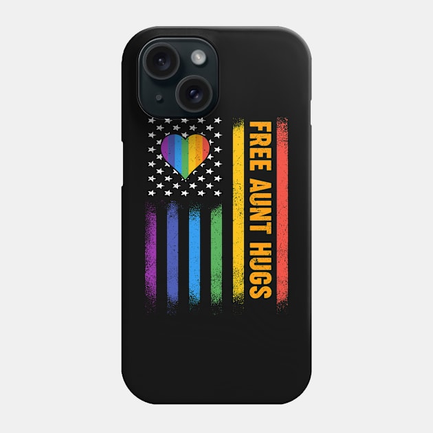 Free Aunt Hugs US Flag Lgbt Gay Les Pride Month Phone Case by melitasessin