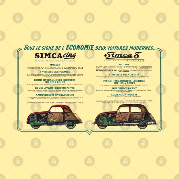 SIMCA CINQ/ SIMCA 8 - advert by Throwback Motors