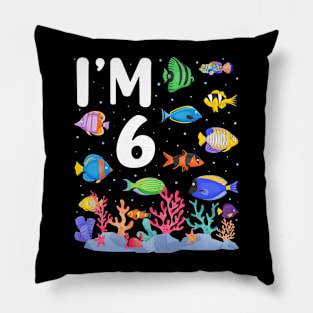 4th Birthday Party Tropical Fish I'm Four Years Old age Bday Pillow