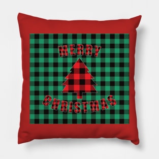 Merry Christmas Buffalo Plaids Christmas Tree Pillow