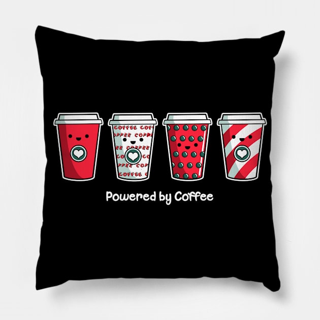 Starbucks Cute Coffee Cups Pillow by fishbiscuit