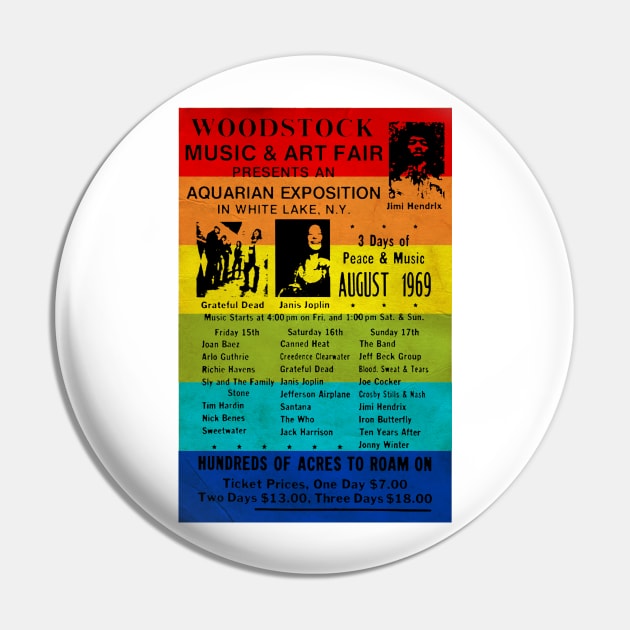 Woodstock 1969 Rainbow Poster Pin by Angel arts