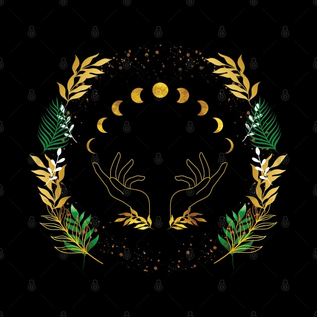 Gold Moon Phase Floral by themadesigns