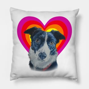 Beautiful painting of a collie dog in a heart Pillow