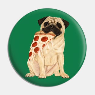 A pug with a slice of pizza Pin