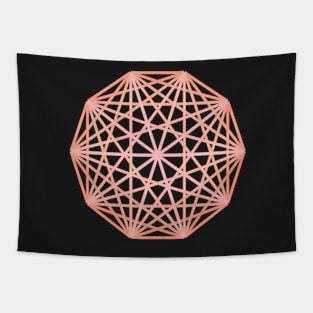 Light Orange Salmon Polyhedron Geometric Shape Tapestry