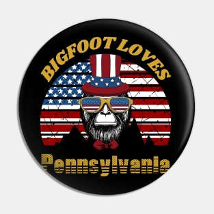 Bigfoot loves America and Pennsylvania Pin