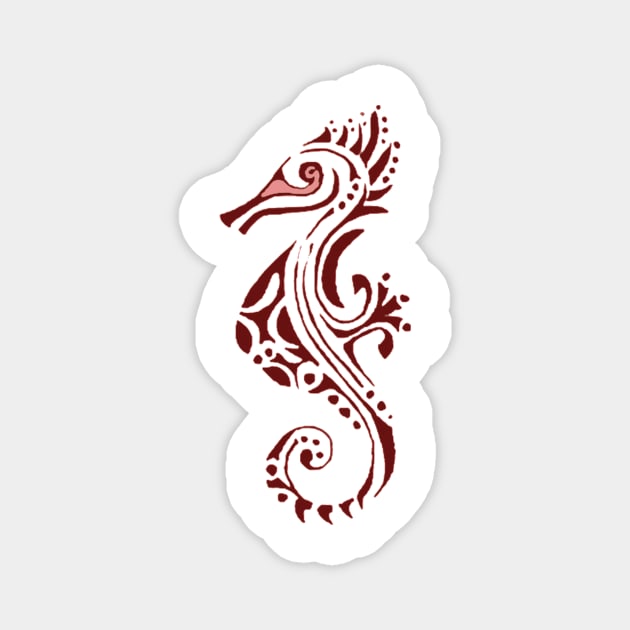 Seahorse red tattoo Magnet by Zamen