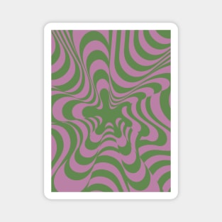 Abstract Groovy Retro Liquid-Swirl Green Purple Pattern Magnet