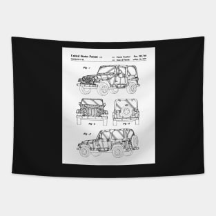 Jeep Wrangler Patent - Jeep Art - Black And White Tapestry