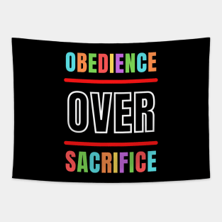 Obedience Over Sacrifice | Christian Typography Tapestry