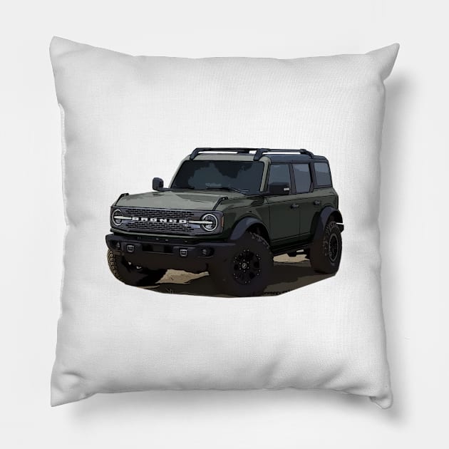 2021 Ford Bronco 4 Door Cactus Grey Pillow by Woreth