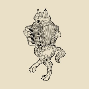 SEEMBO Wolf Playing Accordion Accordionist Musician Fun Band T-Shirt