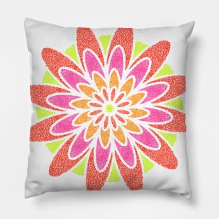 Colourful dotwork flower Pillow