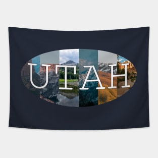Utah Mountains sticker, face mask, shirt Tapestry