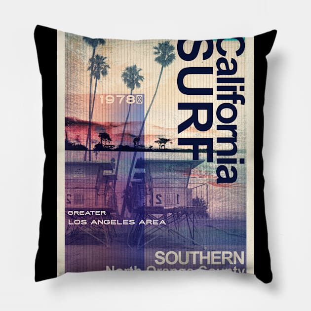 Surf way lifestyle waves california north orange county Pillow by SpaceWiz95