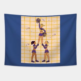 Dancing Cheerleader Cheers With Pom Poms Tapestry