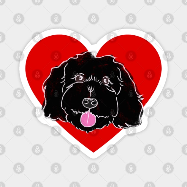 Cute Black Poodle In Red Heart Magnet by ROLLIE MC SCROLLIE