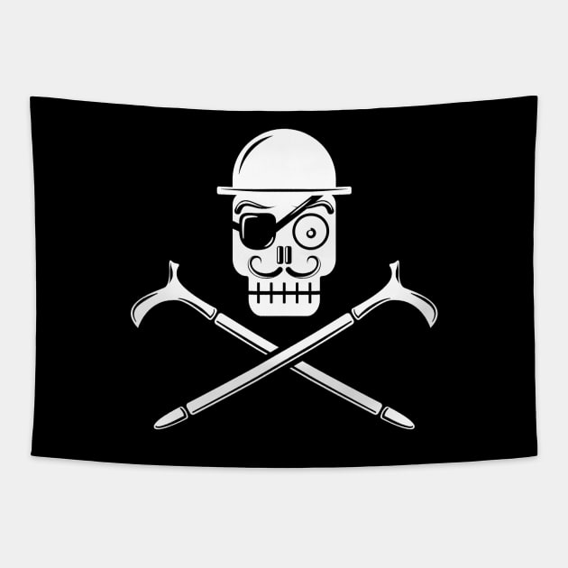 Pirate Skull with Bowler Hat (white) Tapestry by dkdesigns27