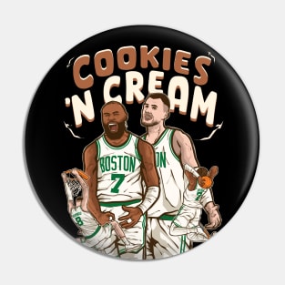 Jaylen Brown and Kristaps Porzingis "Cookies 'N Cream" Cartoon Pin