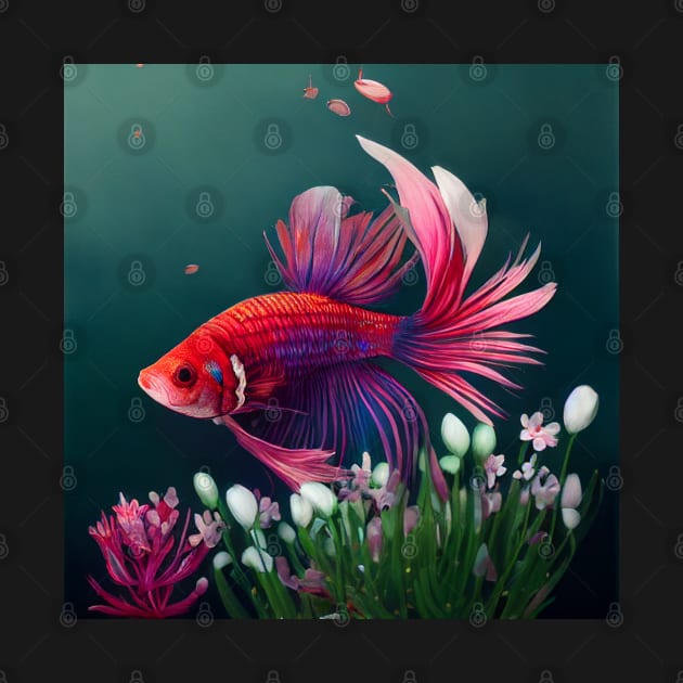 Floral betta fish by BloodRubyz