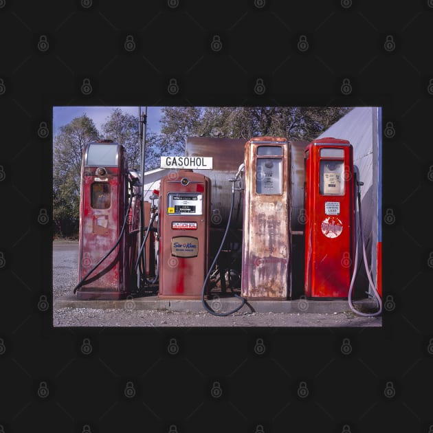 Vintage gas pumps by Dancing Art