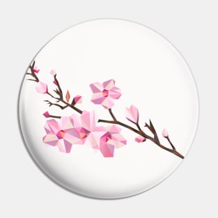 Geometric Japanese Sakura - Cherry Blossoms on White Background Pin