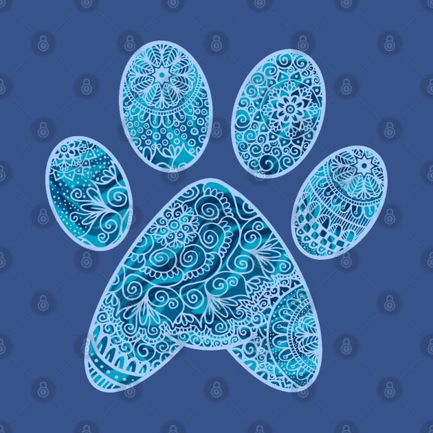 Zen Paw Print Blue by julieerindesigns