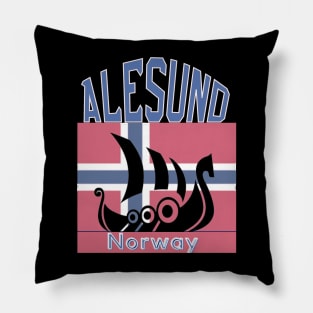 Alesund, Norway white text,mugs,t-shirts,stickers,totes, Pillow