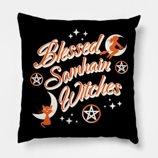 Blessed Samhain Witches Cute Funny Celtic Halloween T-Shirt Pillow