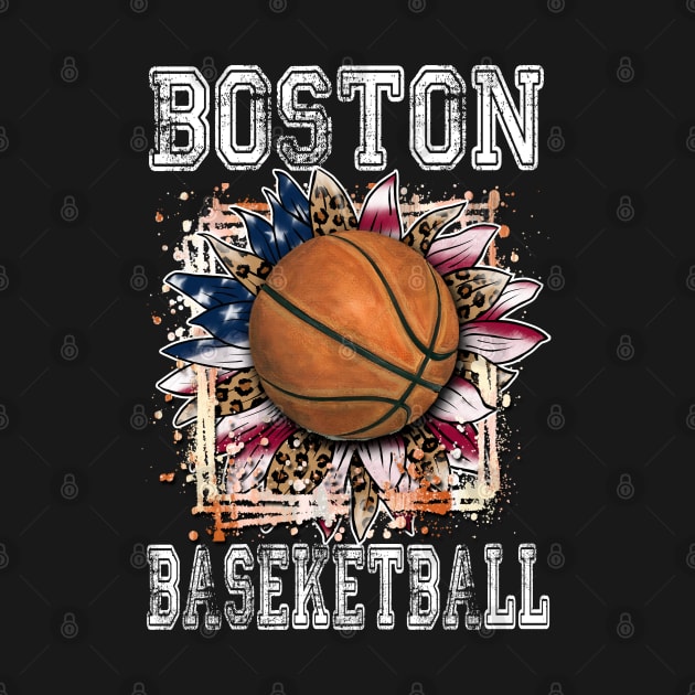 American Flag Personalized Boston Proud Name Basketball by Irwin Bradtke