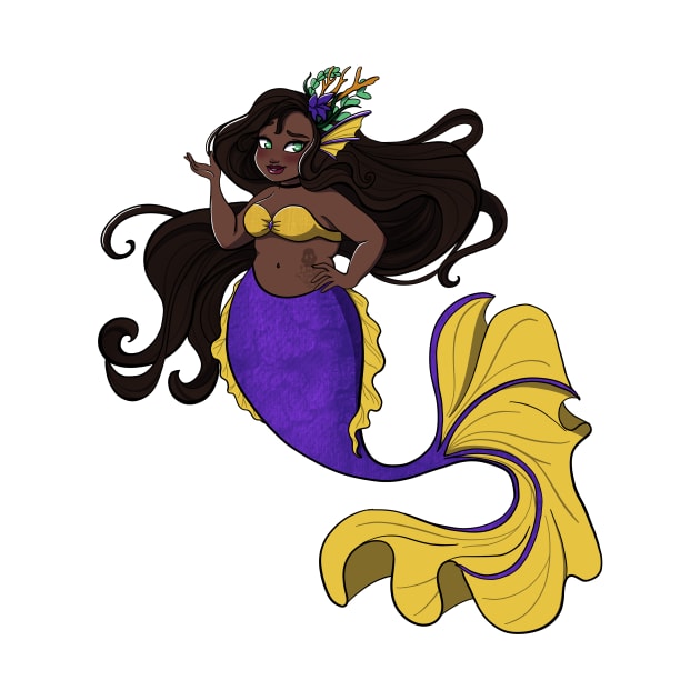 Purple And Yellow Mermaid by JBeasleyDesigns