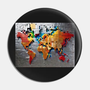 World Map - raised aluminum squares look Pin