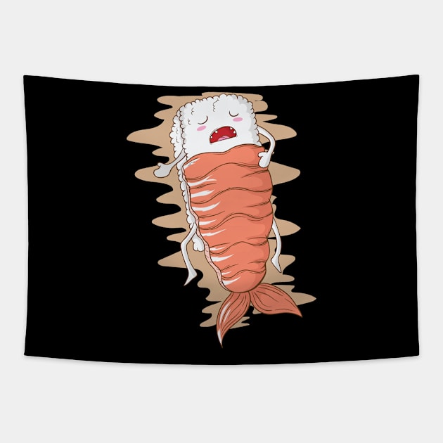 Sushi rice sleeping under shrimp Tapestry by dieEinsteiger