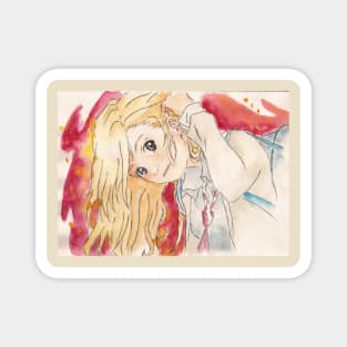 Shigatsu wa kimi no uso kaori watercolor fan art! Magnet