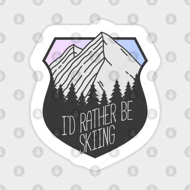 I'd Rather Be Skiing Mountain Crest Sunset Magnet by KlehmInTime