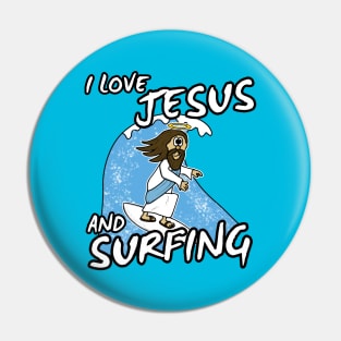 Christian Surfer, I Love Jesus and Surfing Pin