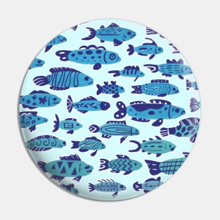 School of Blue Sardine Fish Swimming Pin