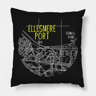 Ellesmere Port Map (White & Yellow) Pillow