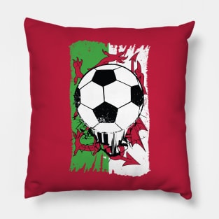 Vintage Welsh Flag with Football // Wales Soccer Pillow