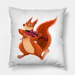 Funny squirrel is playing the violin Pillow