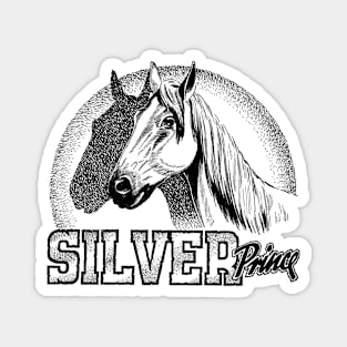 Silver Prince Horse Buffalo Bill Wild West Western Cowboy Retro Comic Magnet