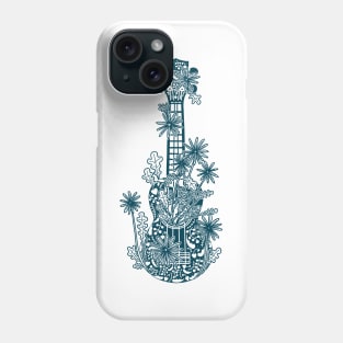 Floral ukulele - dark on light Phone Case