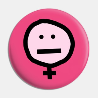 Female Pink Not Smiley Face Pin