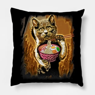 The cat eats ramen,ramen lover,cute cat Pillow