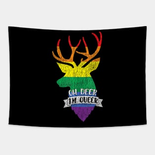 Oh Deer I'm Queer Pride Lesbian Gay LGBTQ Tapestry