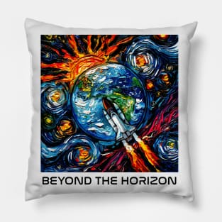 Beyond The Horizon (black type) Pillow