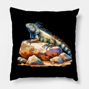 Watercolor Iguana Pillow