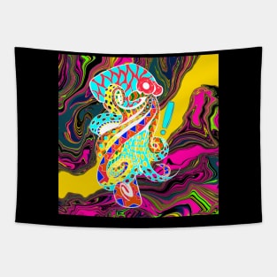 color octopus in mexican kawaii patterns in totonac ocean of joy art Tapestry